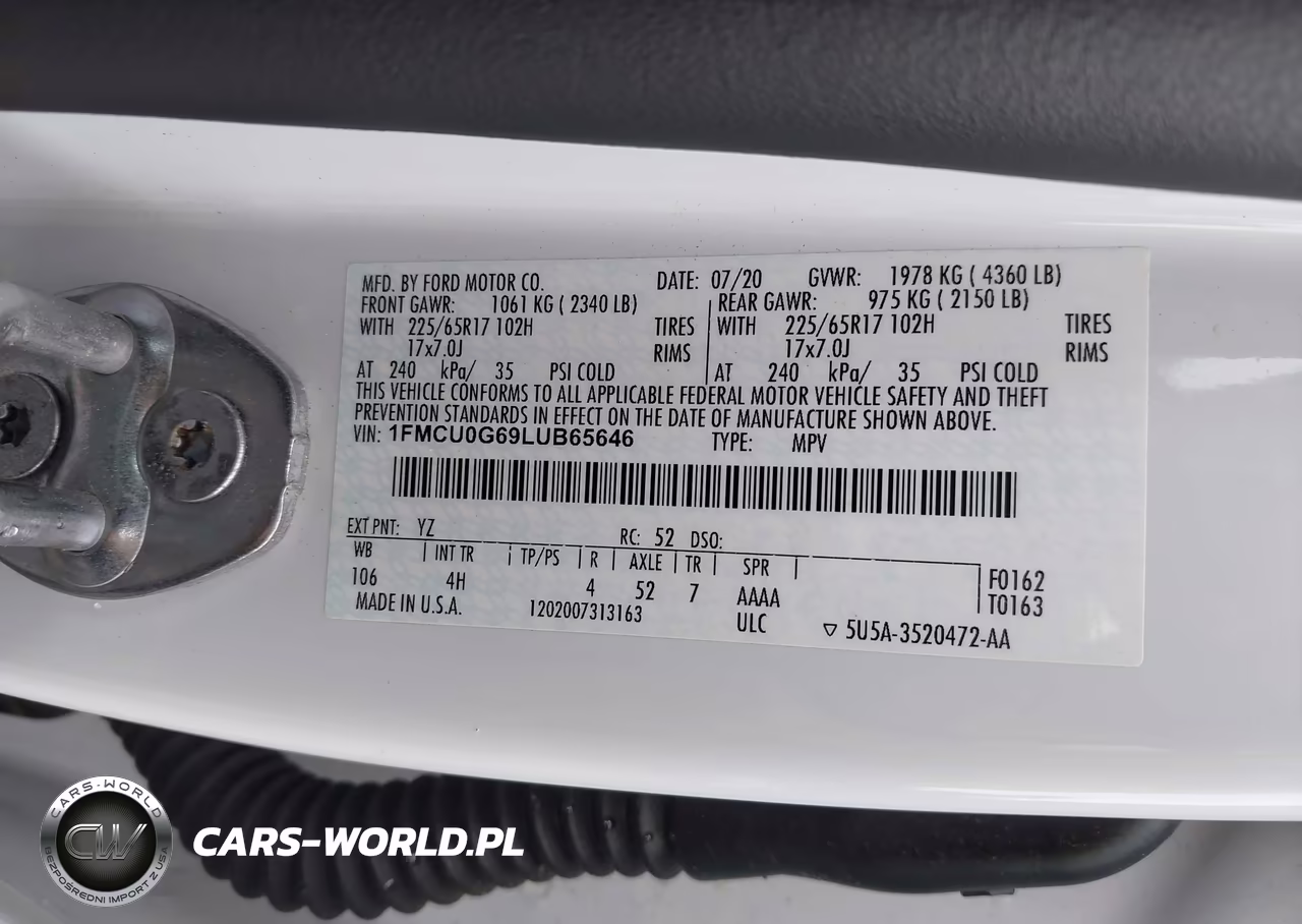 2020 Ford Escape Se VIN:1FMCU0G69LUB65646 - 9