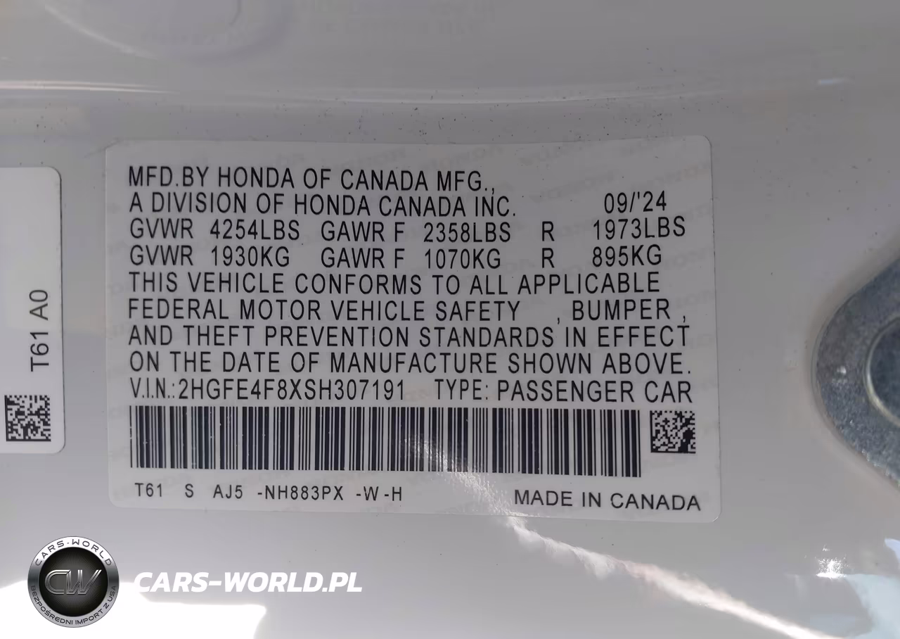 2025 Honda Civic Hybrid Sport-Sport Touring VIN:2HGFE4F8XSH307191 - 9