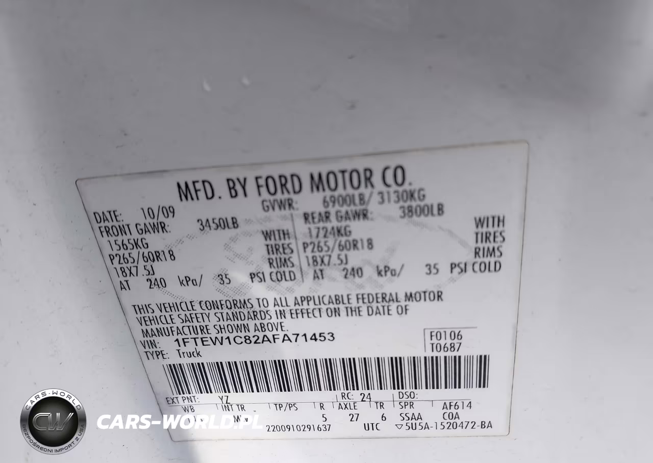 2010 Ford F-150 Fx2 Sport-Xl-Xlt VIN:1FTEW1C82AFA71453 - 9
