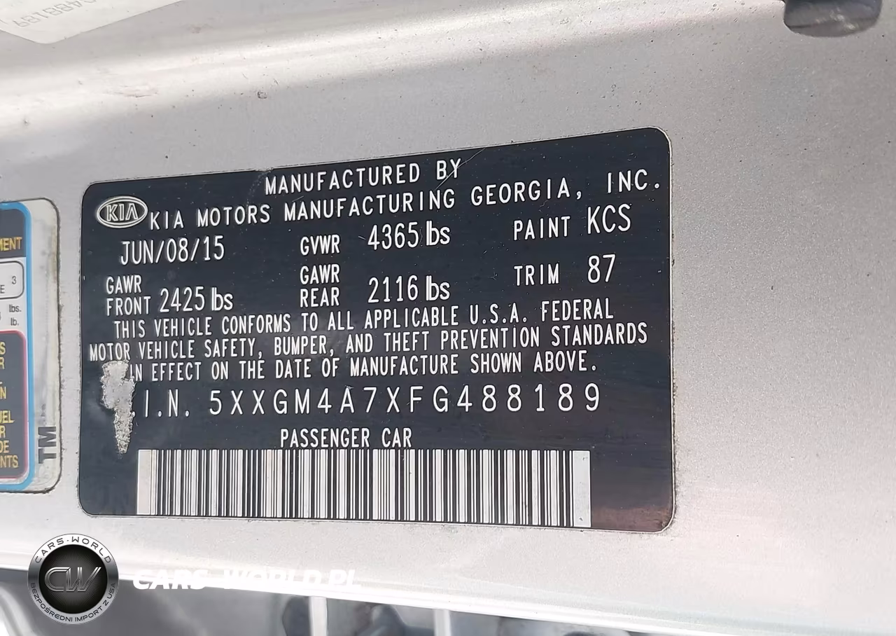 2015 Kia Optima Lx VIN:5XXGM4A7XFG488189 - 9