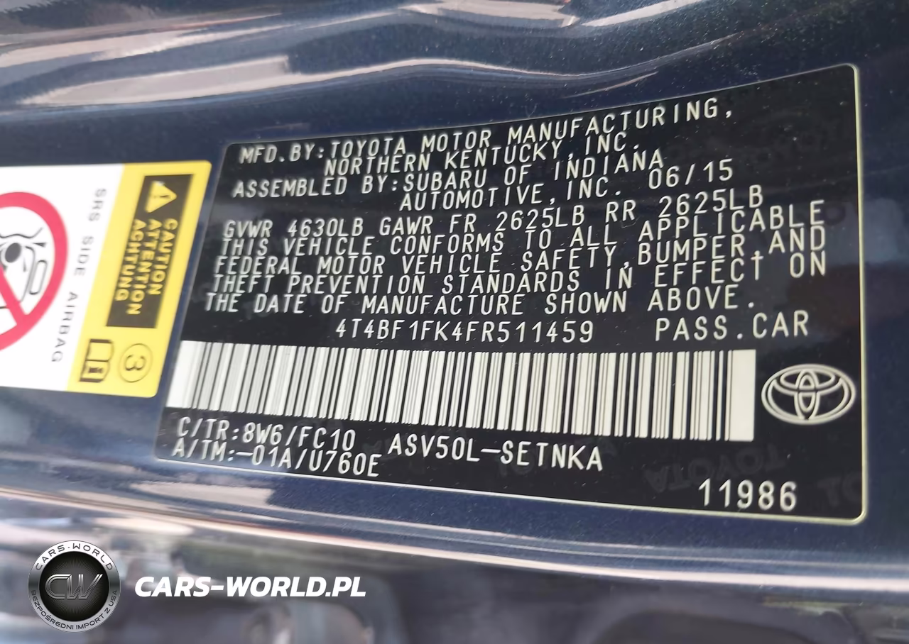 2015 Toyota Camry Le VIN:4T4BF1FK4FR511459 - 9