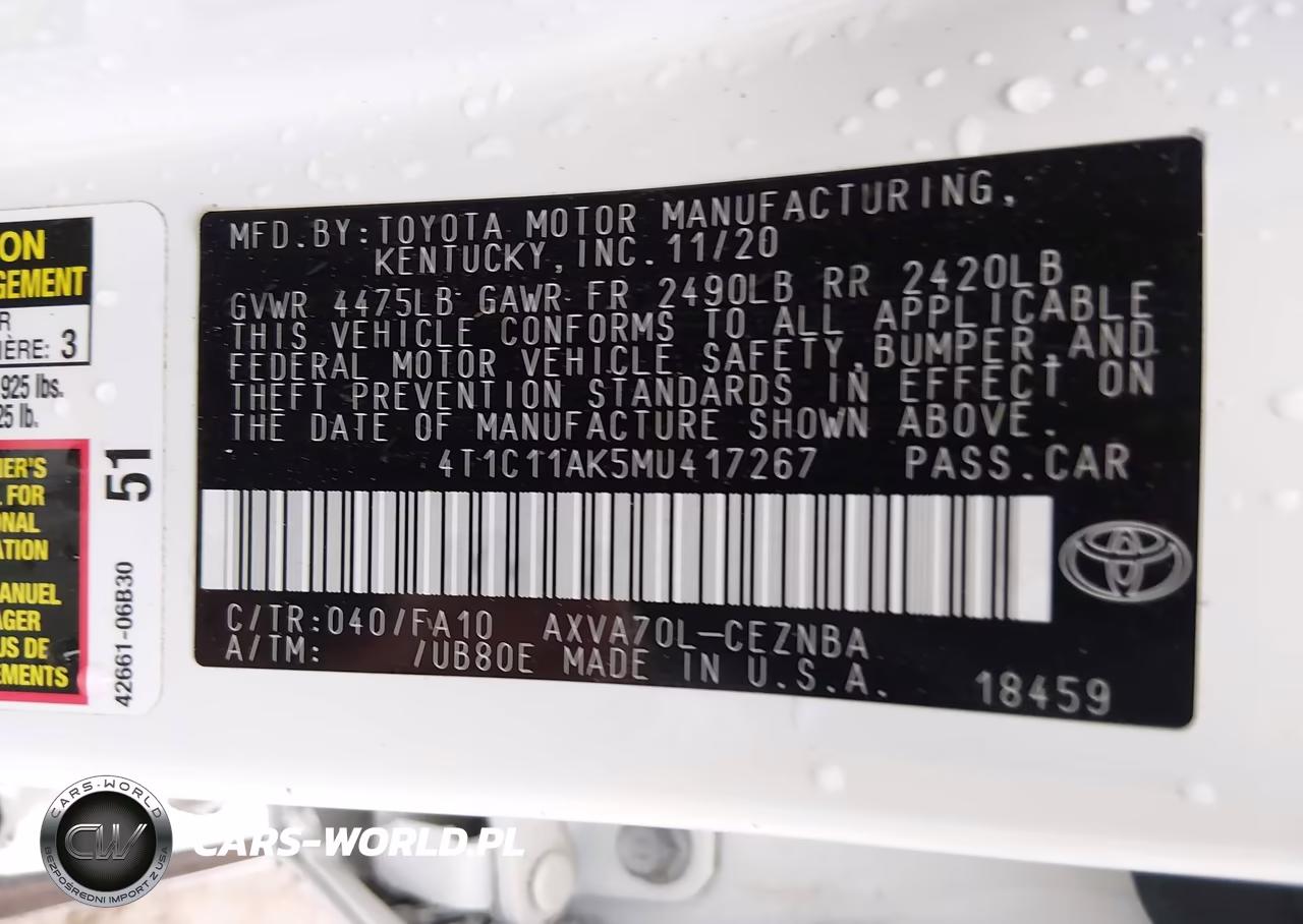 2021 Toyota Camry Le VIN:4T1C11AK5MU417267 - 9