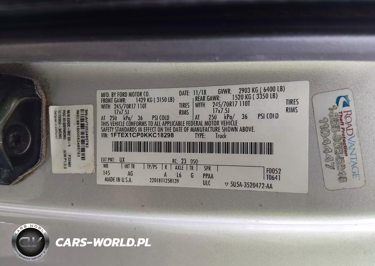 2019 Ford F-150 Xl VIN:1FTEX1CP0KKC18298 - 9