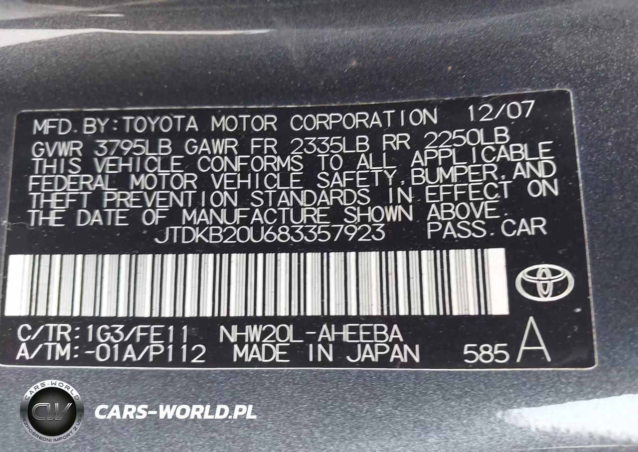 2008 Toyota Prius VIN:JTDKB20U683357923 - 9