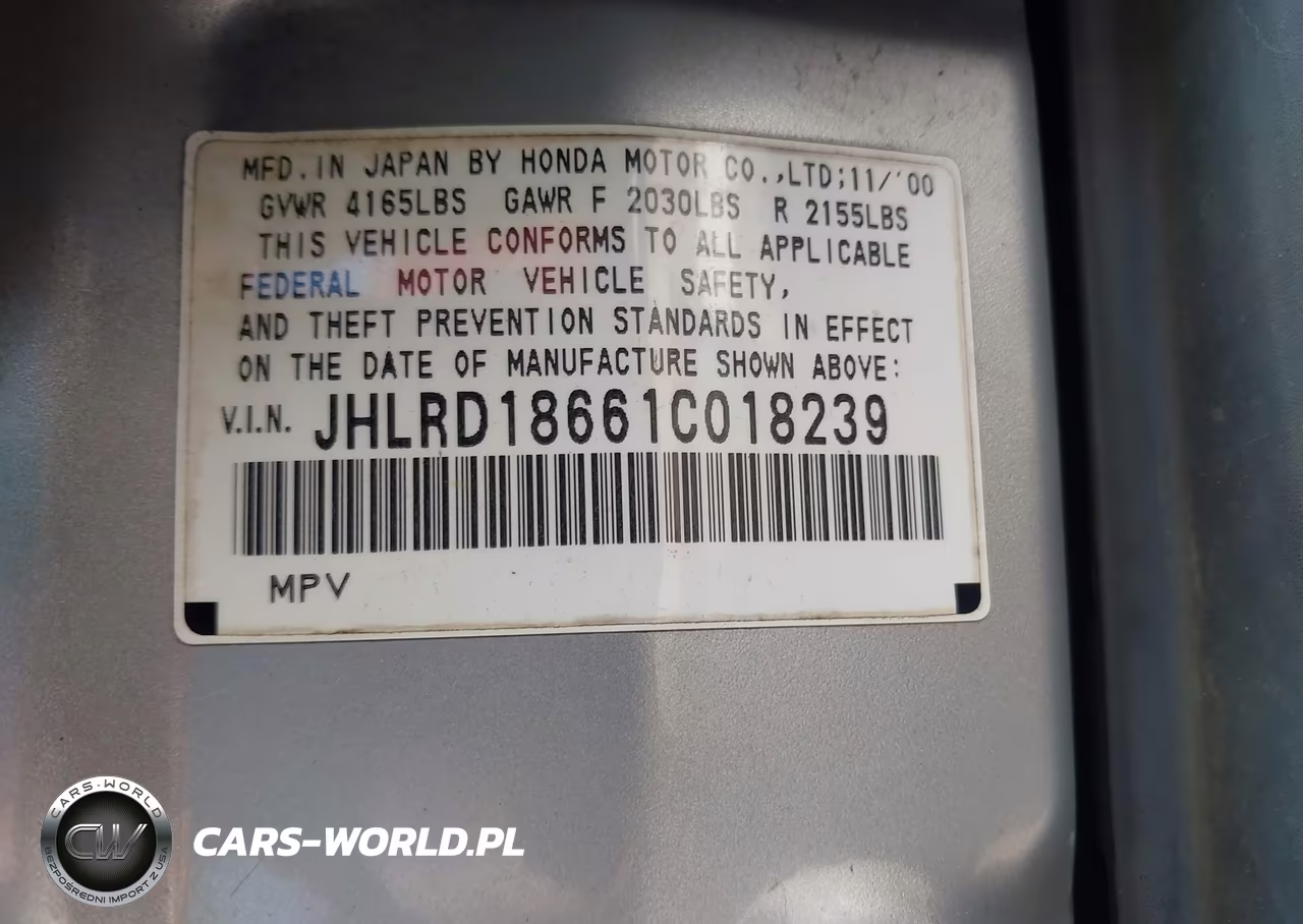 2001 Honda Cr-V Ex VIN:JHLRD18661C018239 - 9