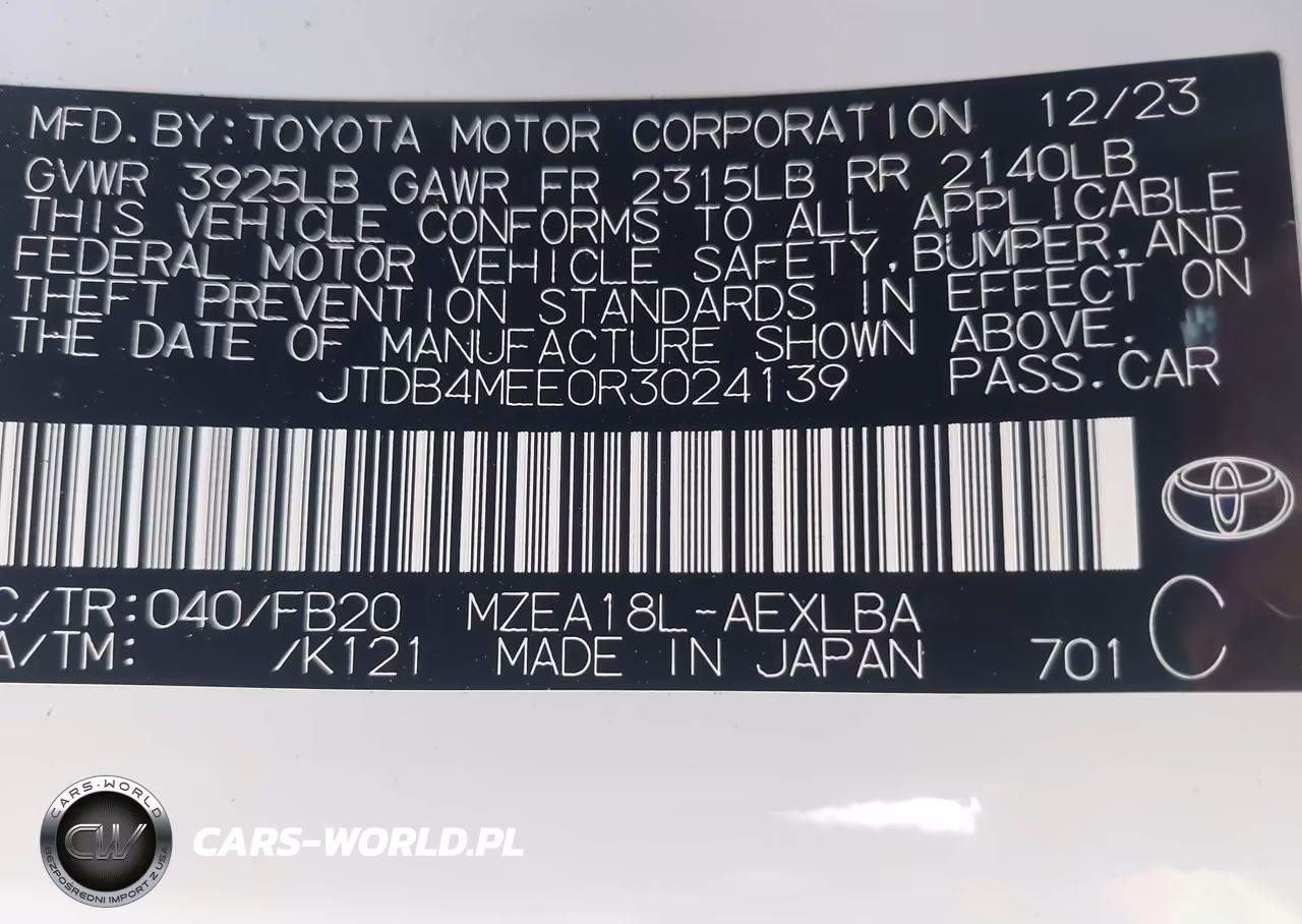 2024 Toyota Corolla Le VIN:JTDB4MEE0R3024139 - 9