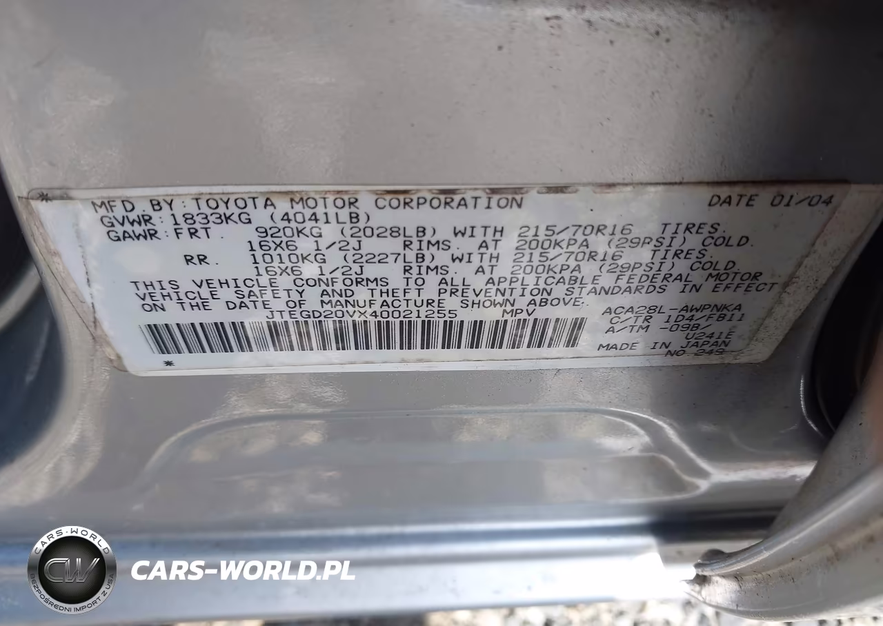 2004 Toyota Rav4 VIN:JTEGD20VX40021255 - 9