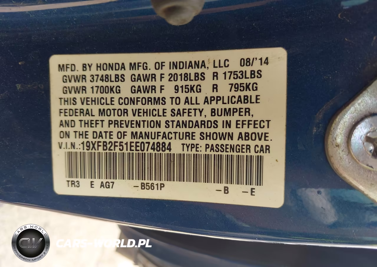 2014 Honda Civic Lx VIN:19XFB2F51EE074884 - 9