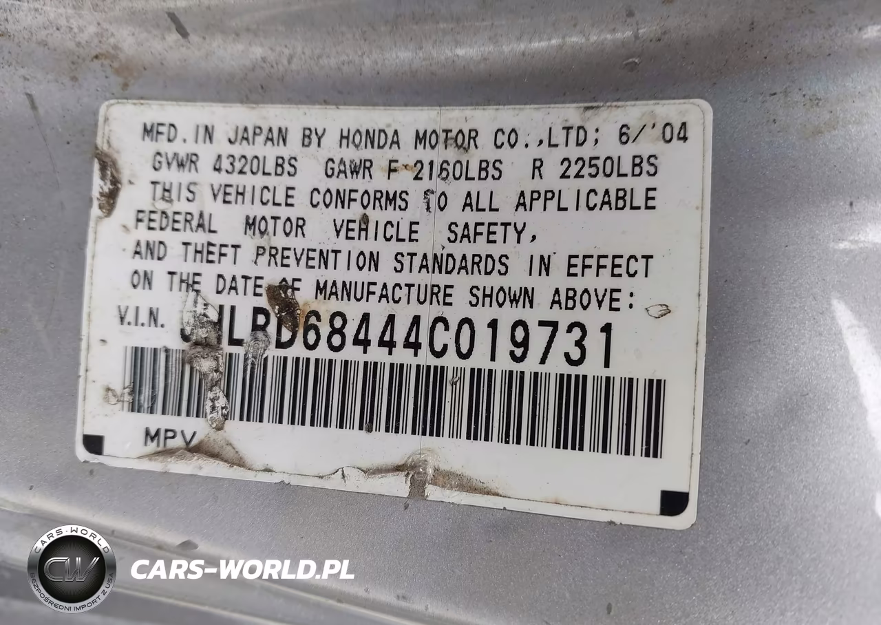 2004 Honda Cr-V Lx VIN:JHLRD68444C019731 - 9