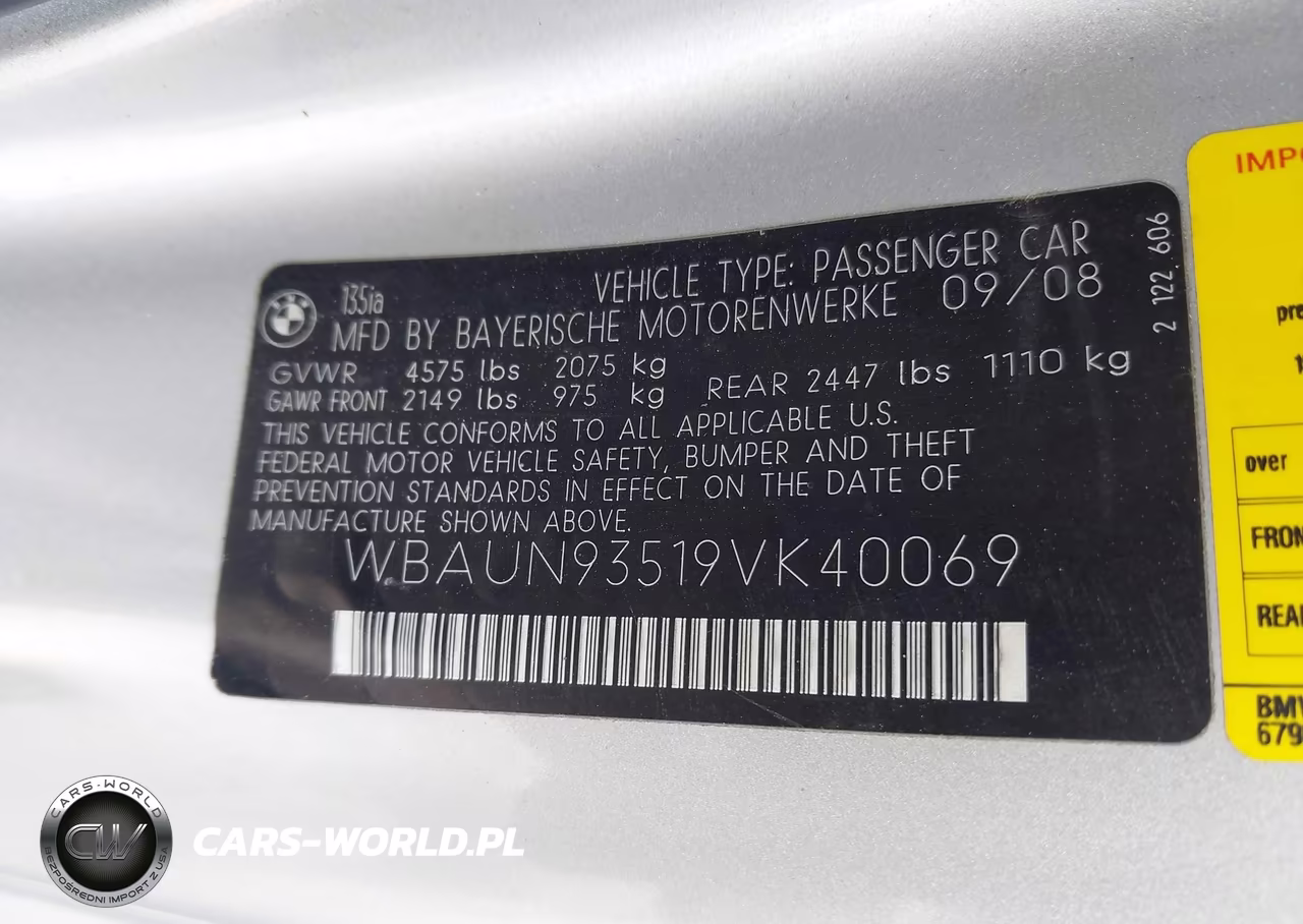 2009 BMW 135I VIN:WBAUN93519VK40069 - 9