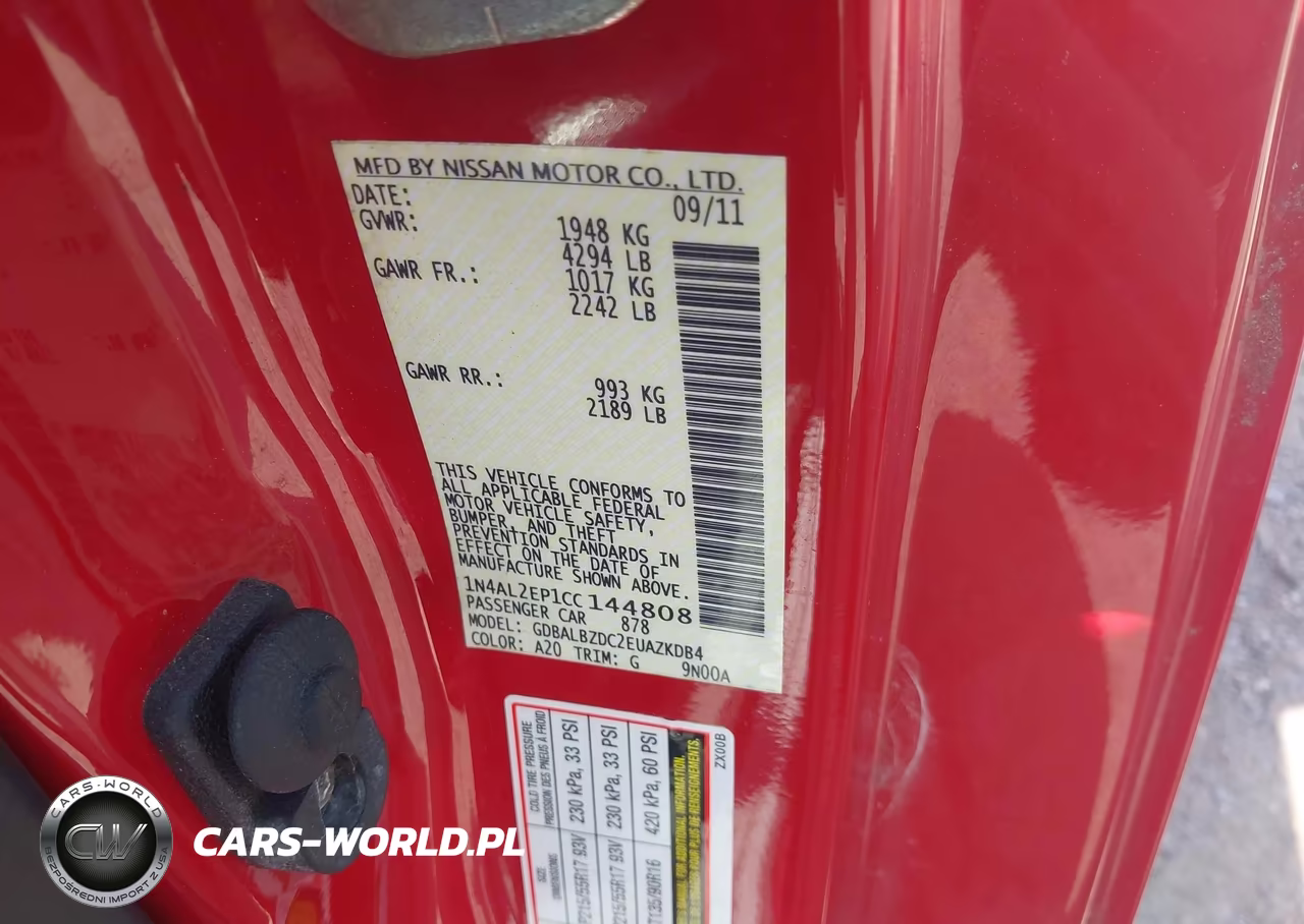 2012 Nissan Altima 2.5 S VIN:1N4AL2EP1CC144808 - 9