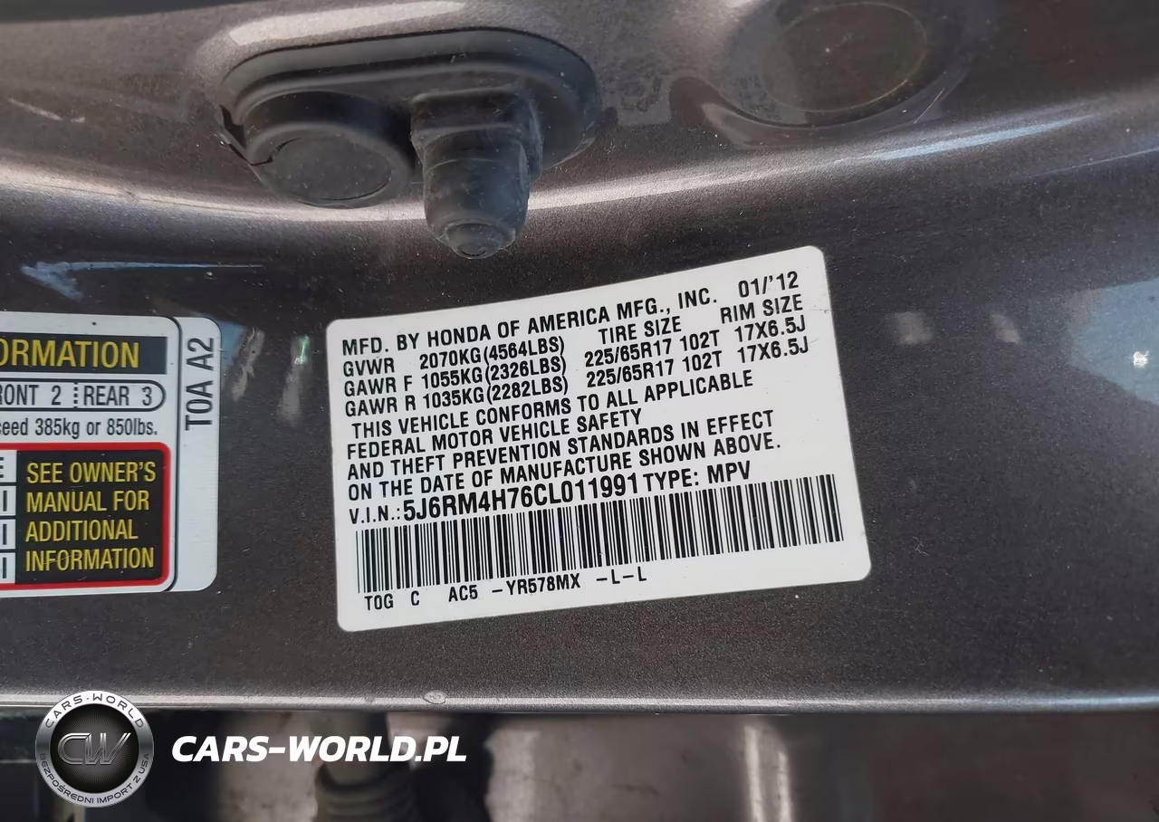 2012 Honda Cr-V Ex-L VIN:5J6RM4H76CL011991 - 9