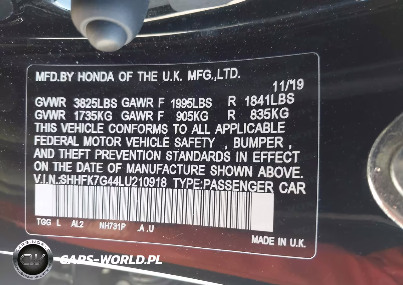 2020 Honda Civic Sport VIN:SHHFK7G44LU210918 - 9