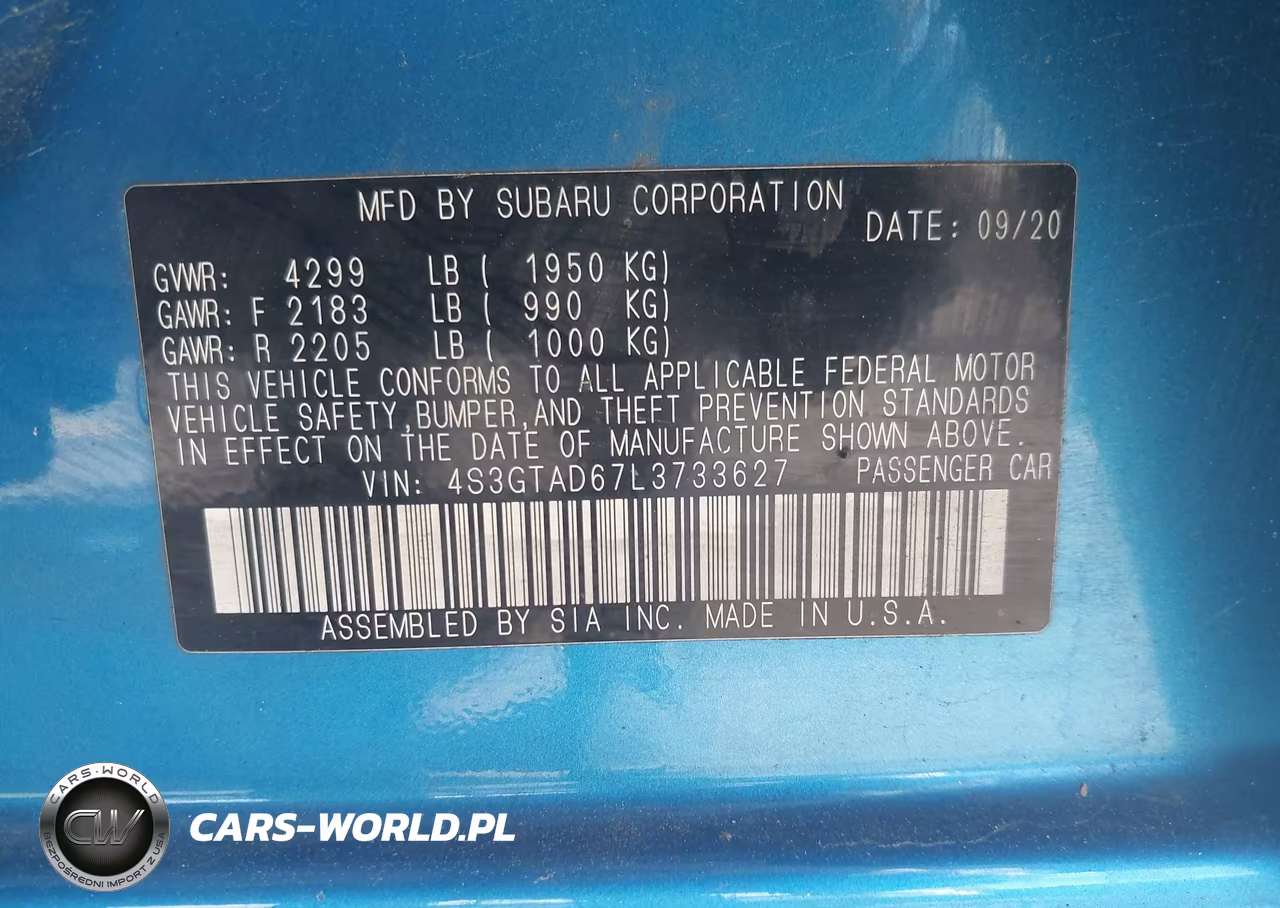 2020 Subaru Impreza Premium 5-Door VIN:4S3GTAD67L3733627 - 9