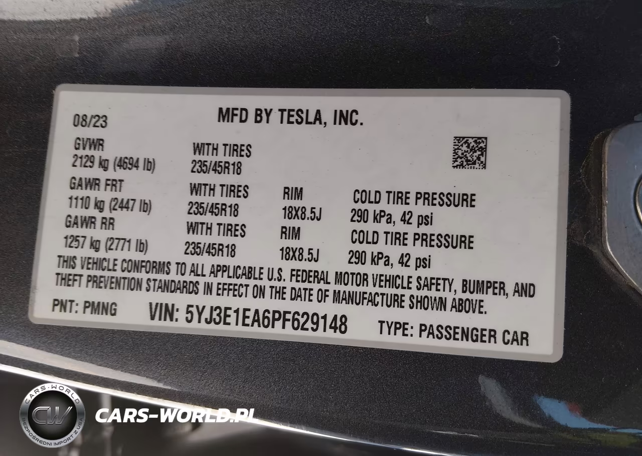 2023 Tesla Model 3 Rear-Wheel Drive VIN:5YJ3E1EA6PF629148 - 9