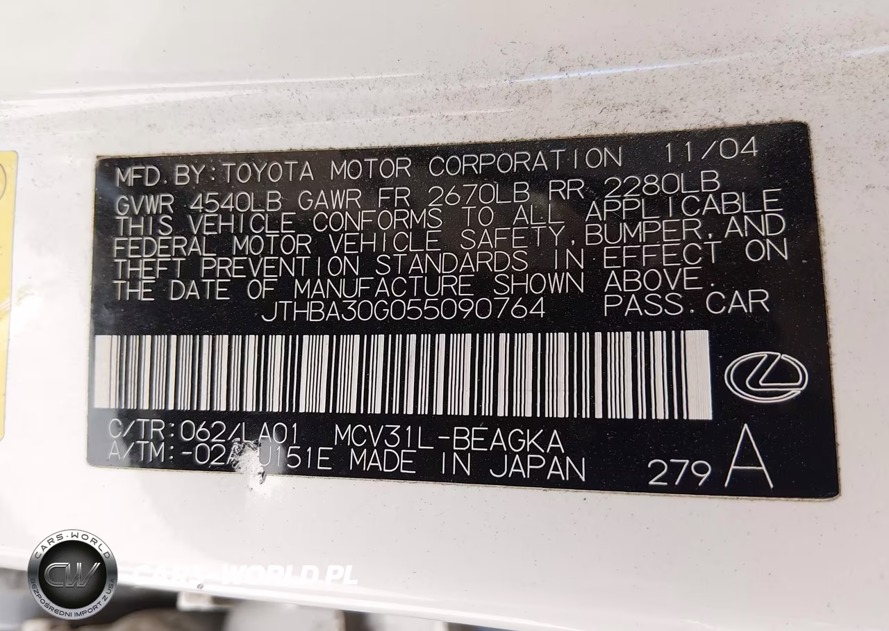 2005 Lexus Es 330 VIN:JTHBA30G055090764 - 4
