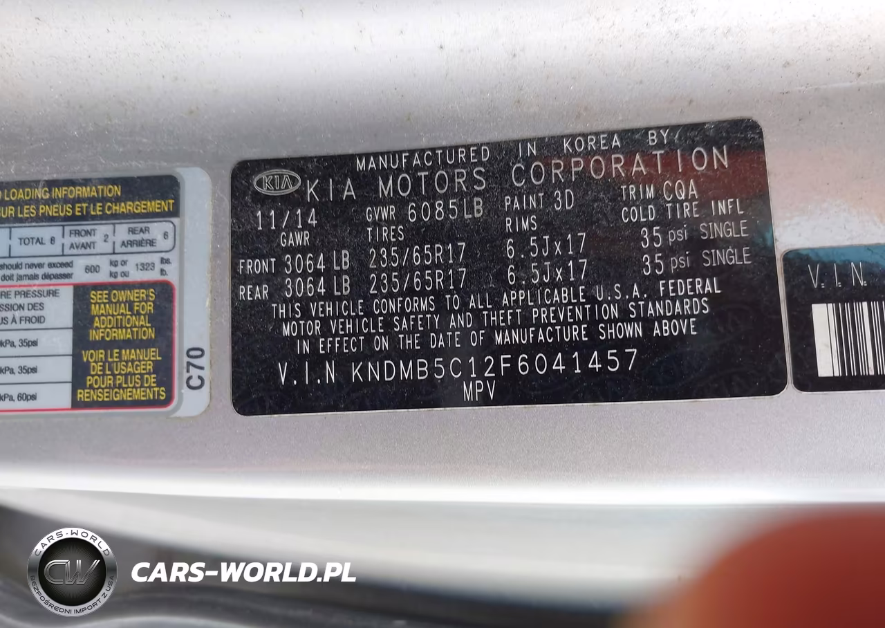 2015 Kia Sedona Lx VIN:KNDMB5C12F6041457 - 9