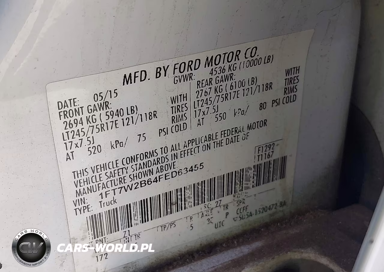 2015 Ford F-250 Xl VIN:1FT7W2B64FED63455 - 9
