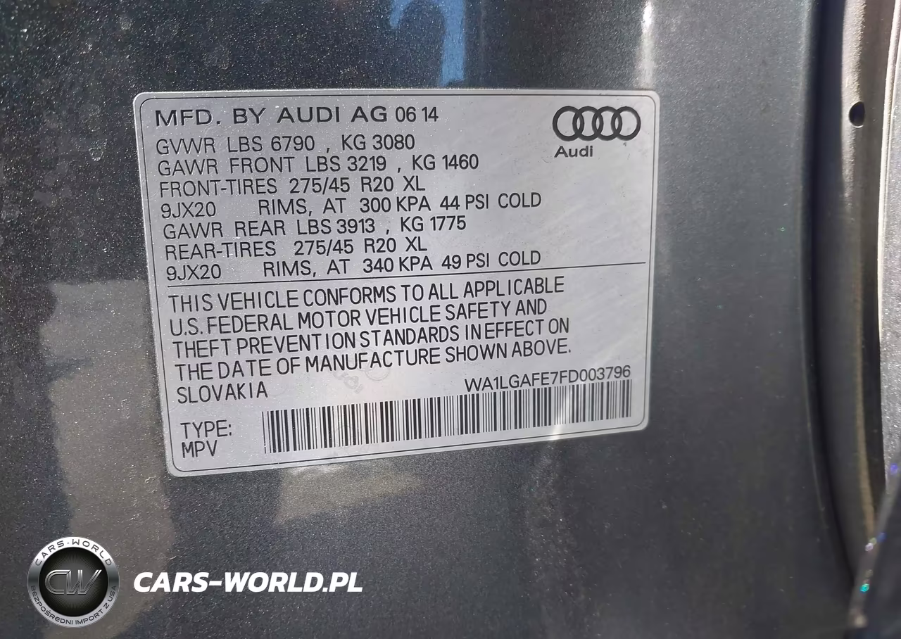 2015 Audi Q7 3.0T Premium VIN:WA1LGAFE7FD003796 - 9