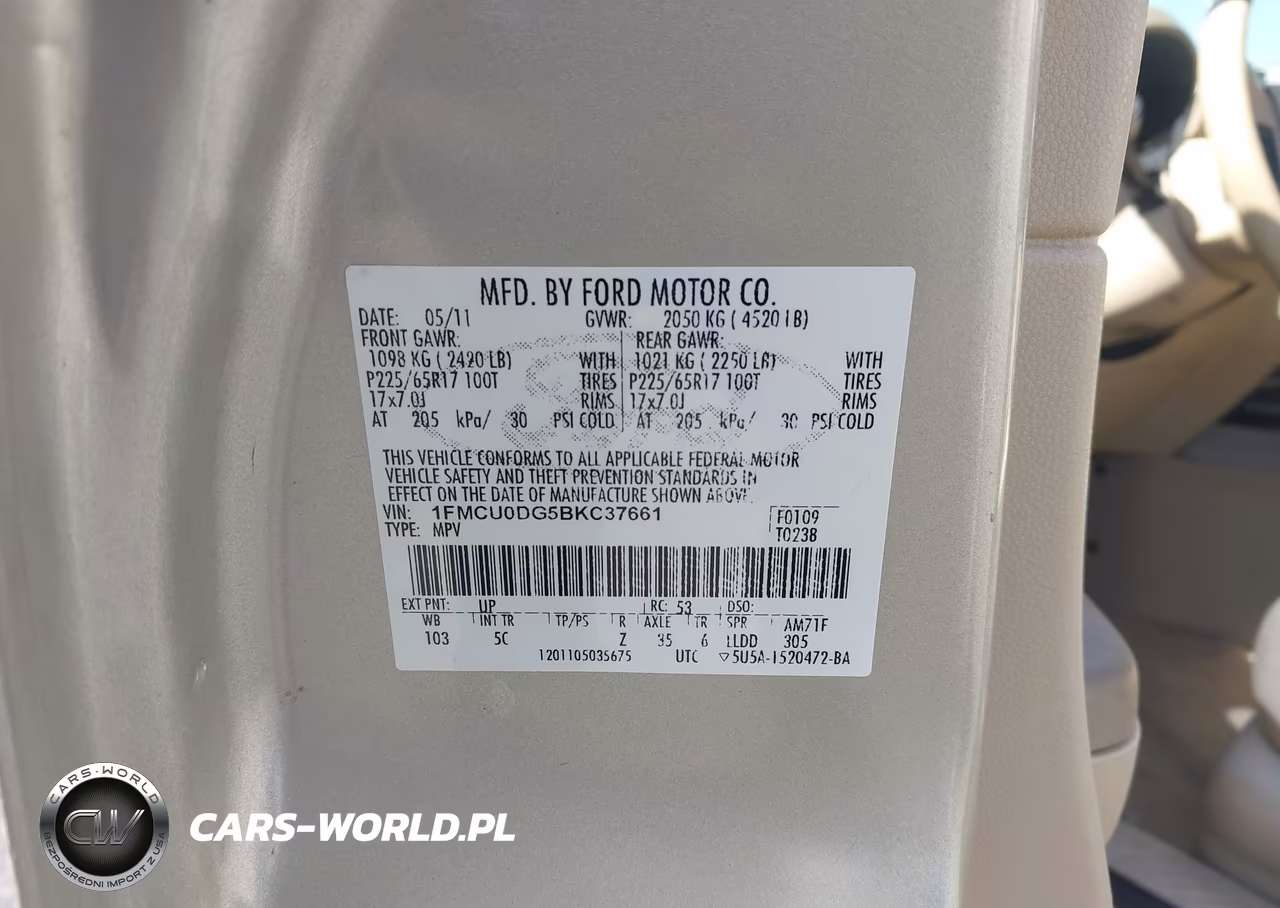2011 Ford Escape Xlt VIN:1FMCU0DG5BKC37661 - 9