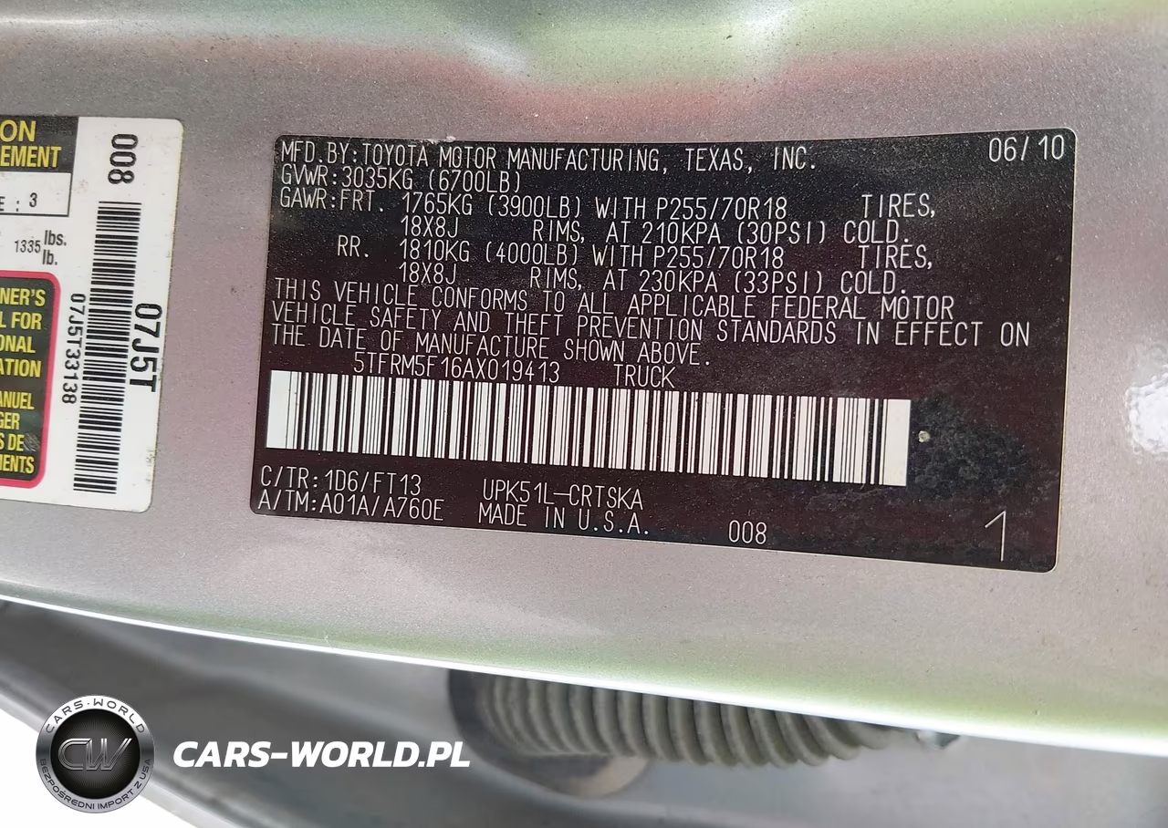 2010 Toyota Tundra Grade 4.6L V8 VIN:5TFRM5F16AX019413 - 9