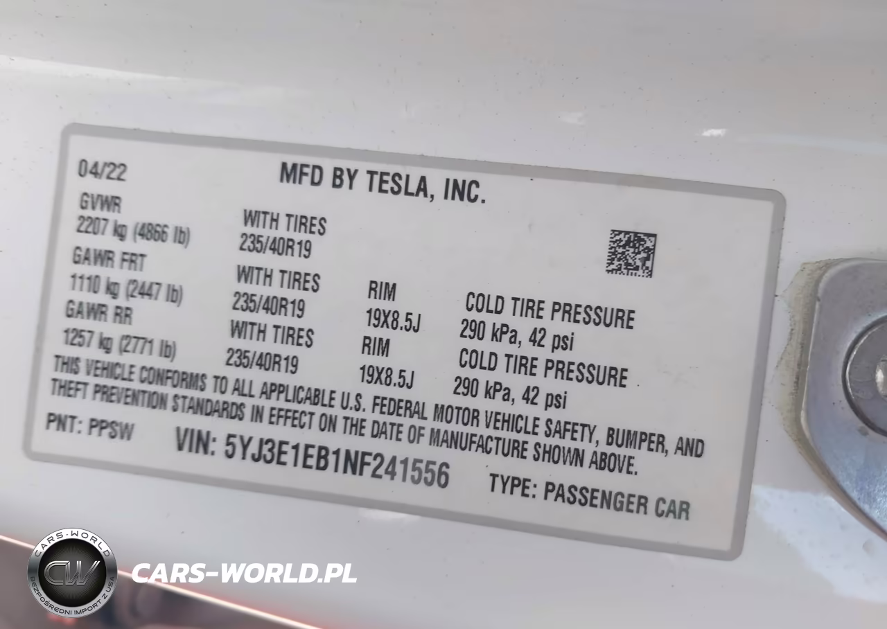 2022 Tesla Model 3 Long Range Dual Motor All-Wheel Drive VIN:5YJ3E1EB1NF241556 - 9
