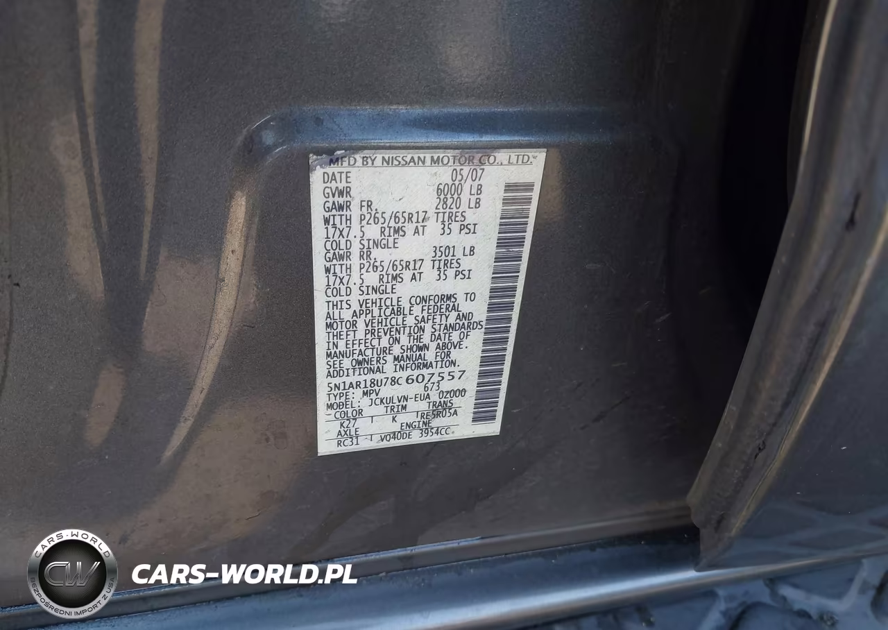2008 Nissan Pathfinder Le VIN:5N1AR18U78C607557 - 9