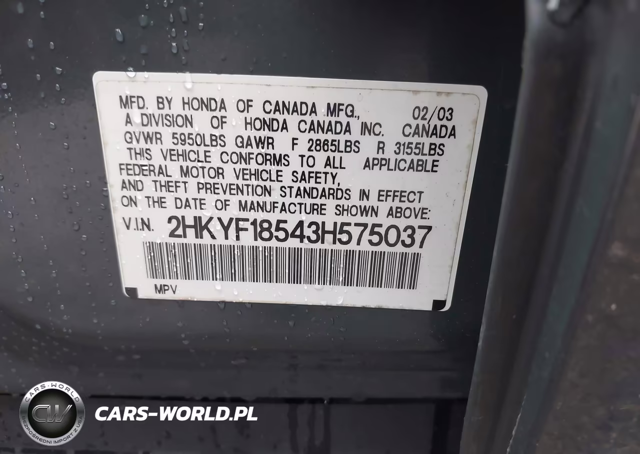 2003 Honda Pilot Ex-L VIN:2HKYF18543H575037 - 9