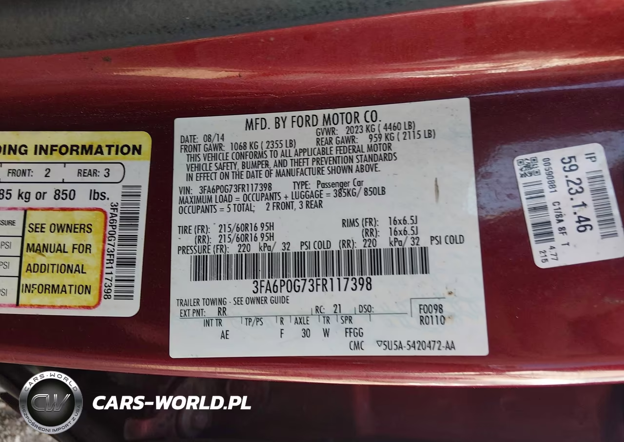 2015 Ford Fusion S VIN:3FA6P0G73FR117398 - 9