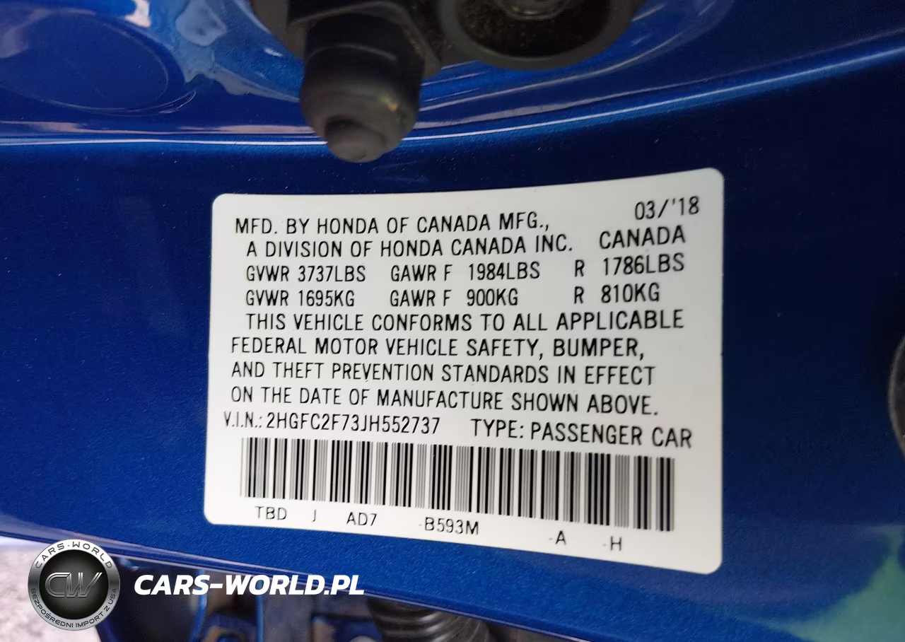 2018 Honda Civic Ex VIN:2HGFC2F73JH552737 - 9