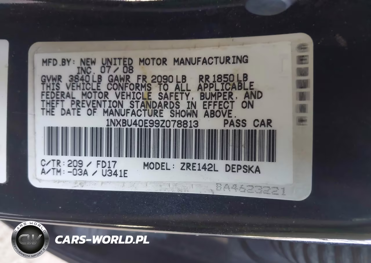2009 Toyota Corolla S VIN:1NXBU40E99Z078813 - 9