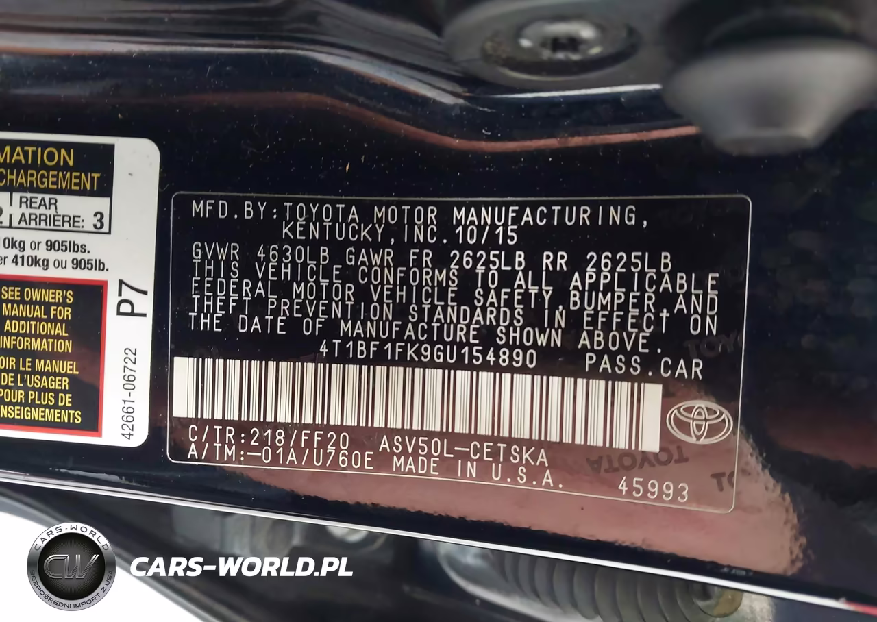 2016 Toyota Camry Se VIN:4T1BF1FK9GU154890 - 9