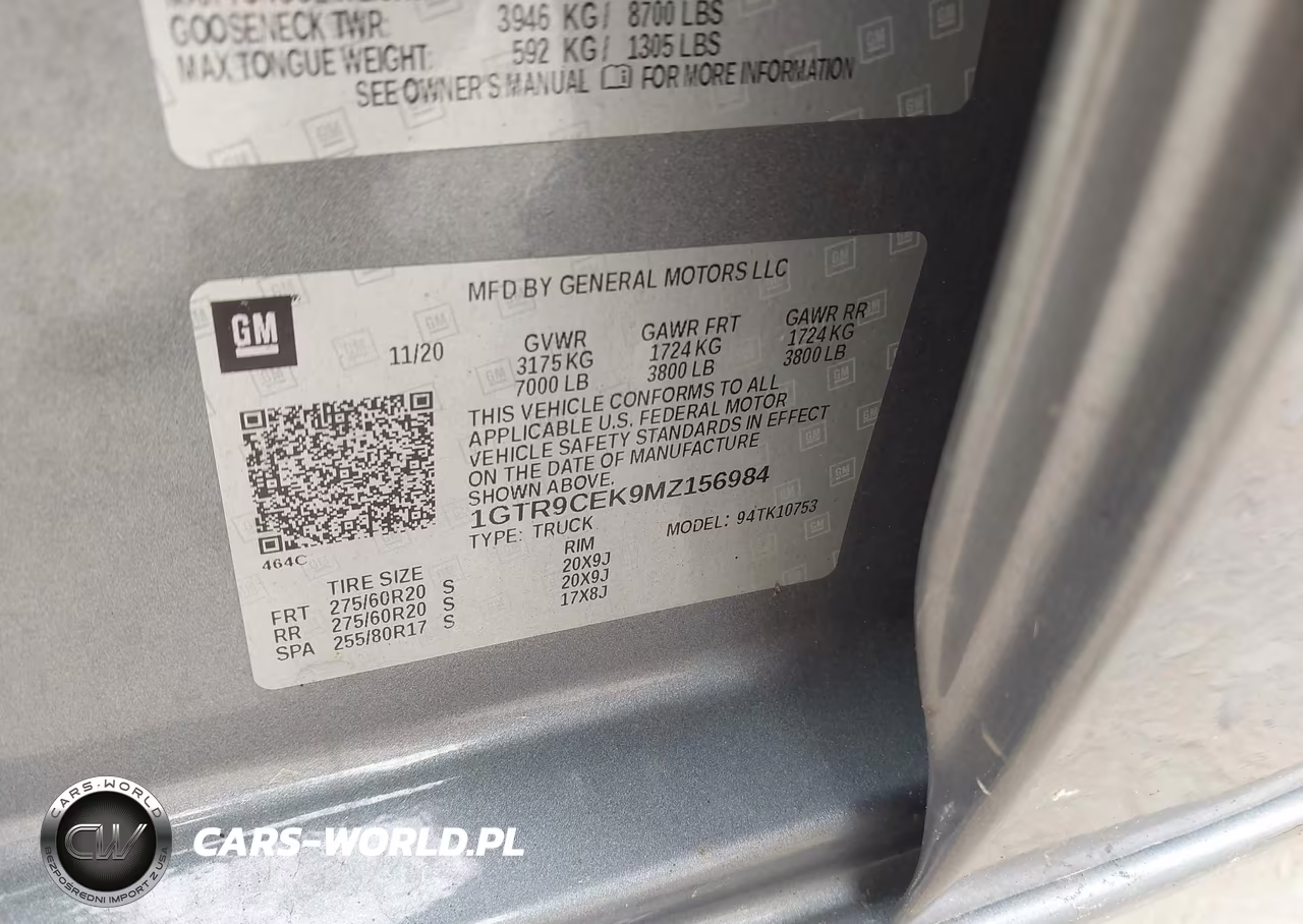 2021 GMC Sierra 1500 4Wd Standard Box Elevation VIN:1GTR9CEK9MZ156984 - 9