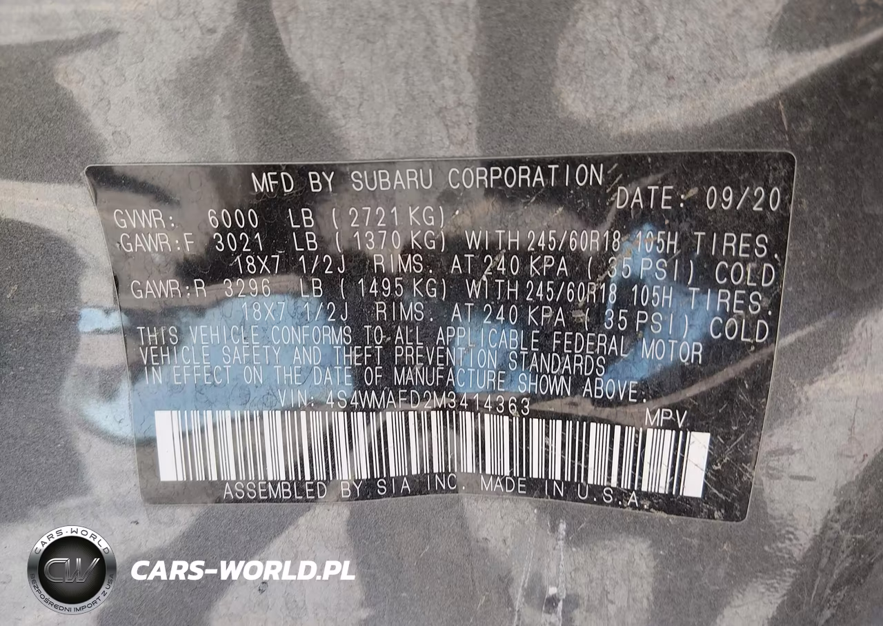 2021 Subaru Ascent Premium VIN:4S4WMAFD2M3414363 - 9