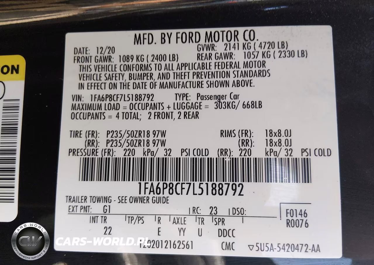 2020 Ford Mustang Gt Fastback VIN:1FA6P8CF7L5188792 - 9