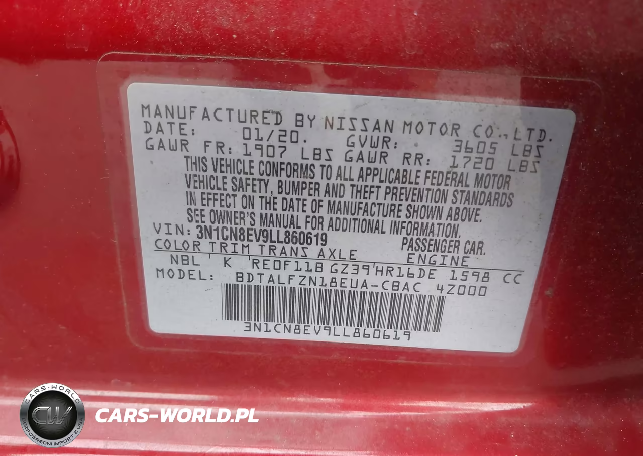 2020 Nissan Versa Sv Xtronic Cvt VIN:3N1CN8EV9LL860619 - 9