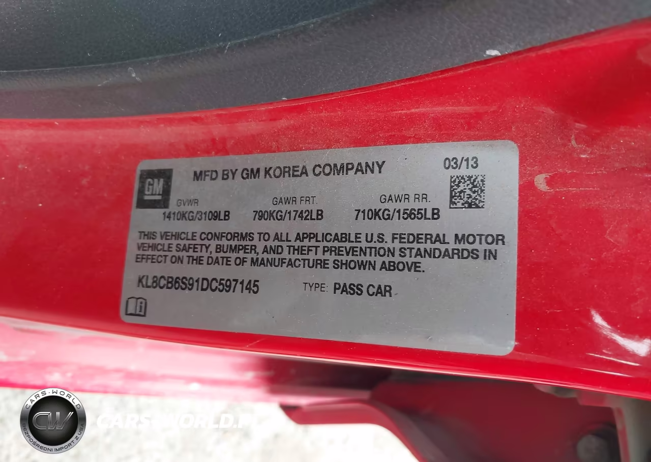 2013 Chevrolet Spark Ls Auto VIN:KL8CB6S91DC597145 - 9