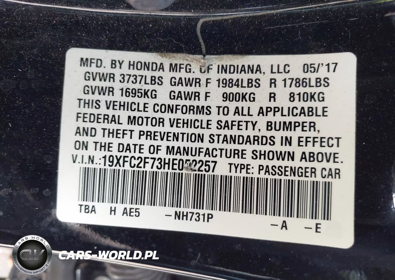 2017 Honda Civic Ex VIN:19XFC2F73HE052257 - 9