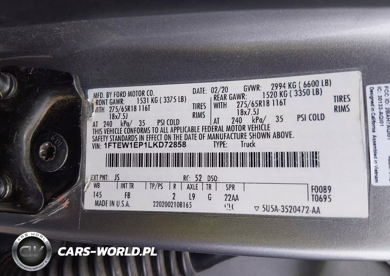 2020 Ford F-150 Xlt VIN:1FTEW1EP1LKD72858 - 9
