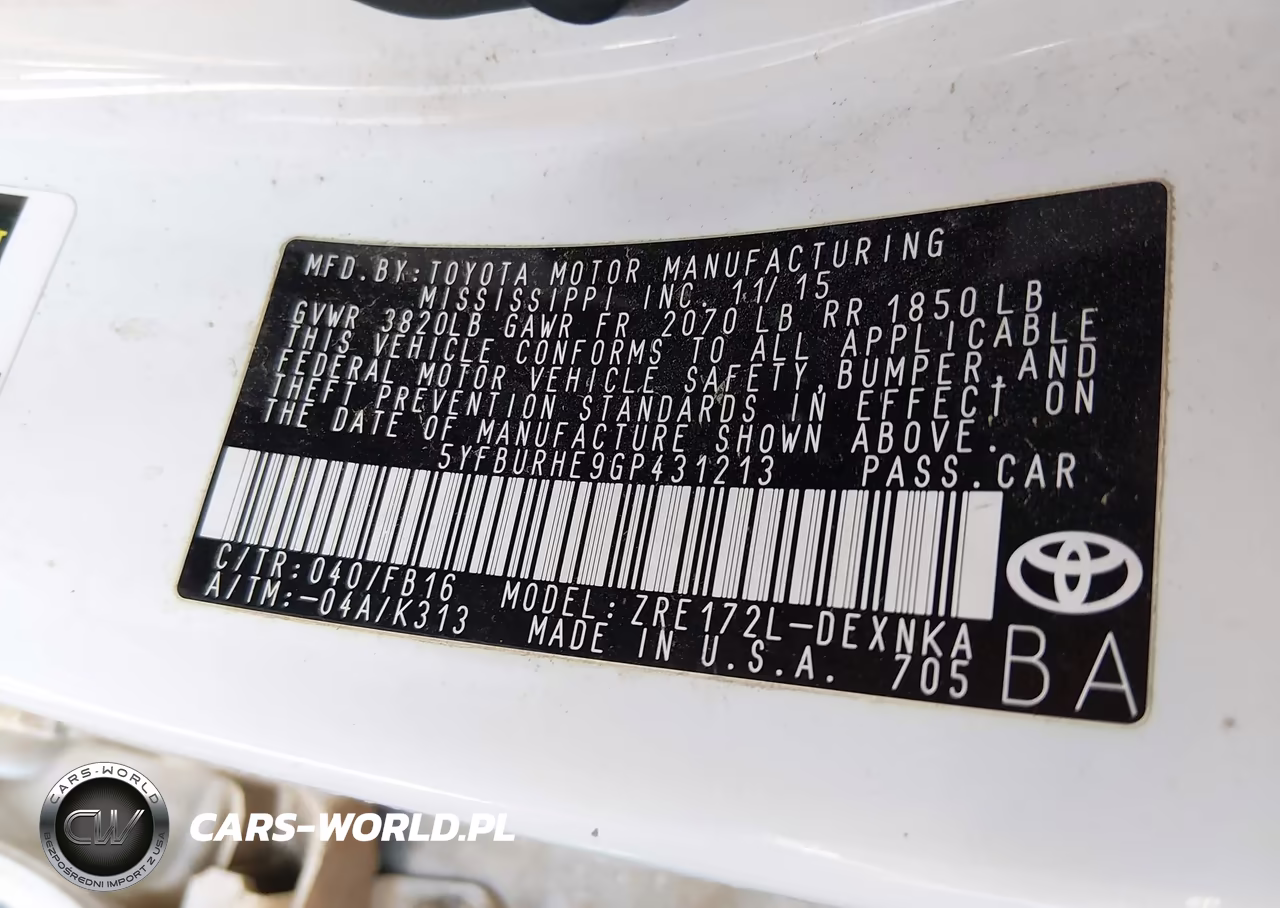2016 Toyota Corolla Le VIN:5YFBURHE9GP431213 - 9