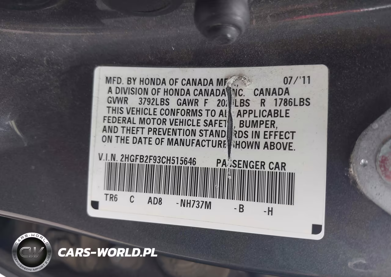 2012 Honda Civic Ex-L VIN:2HGFB2F93CH515646 - 9