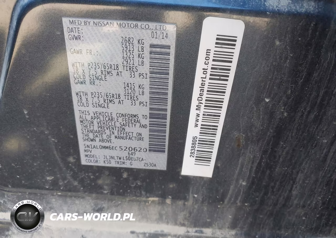 2014 Infiniti Qx60 VIN:5N1AL0MM6EC520620 - 9