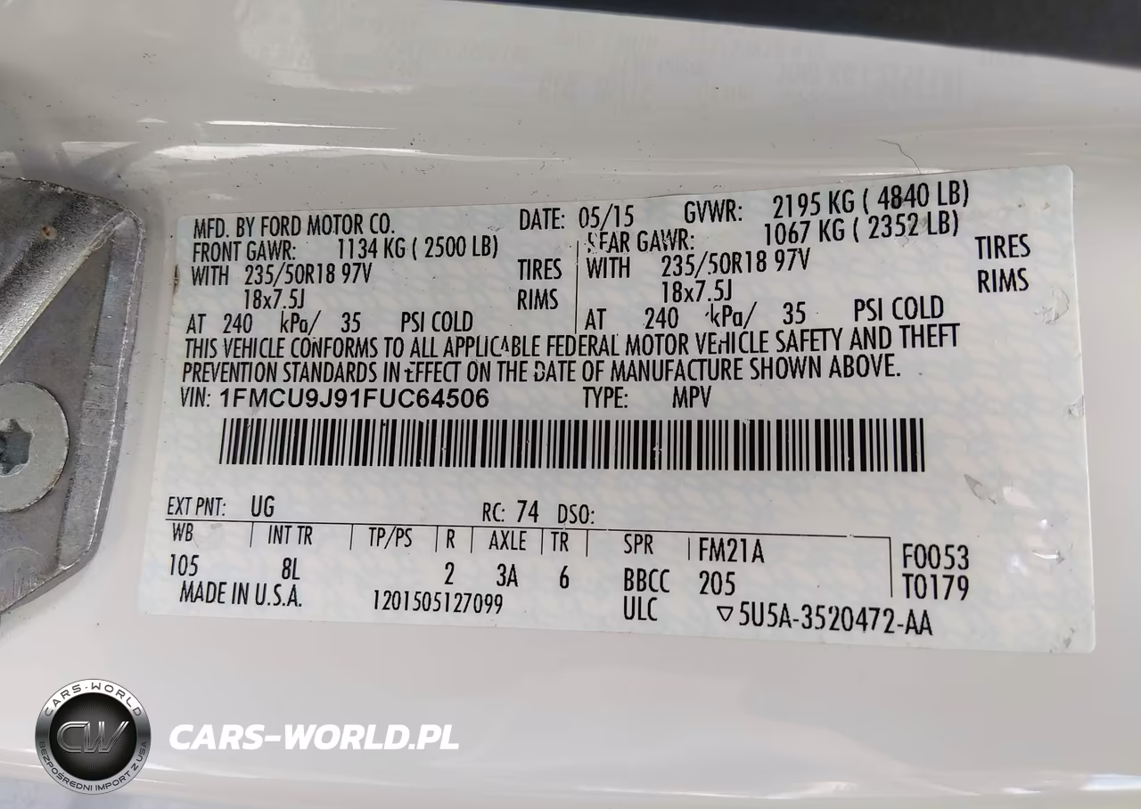 2015 Ford Escape Titanium VIN:1FMCU9J91FUC64506 - 9