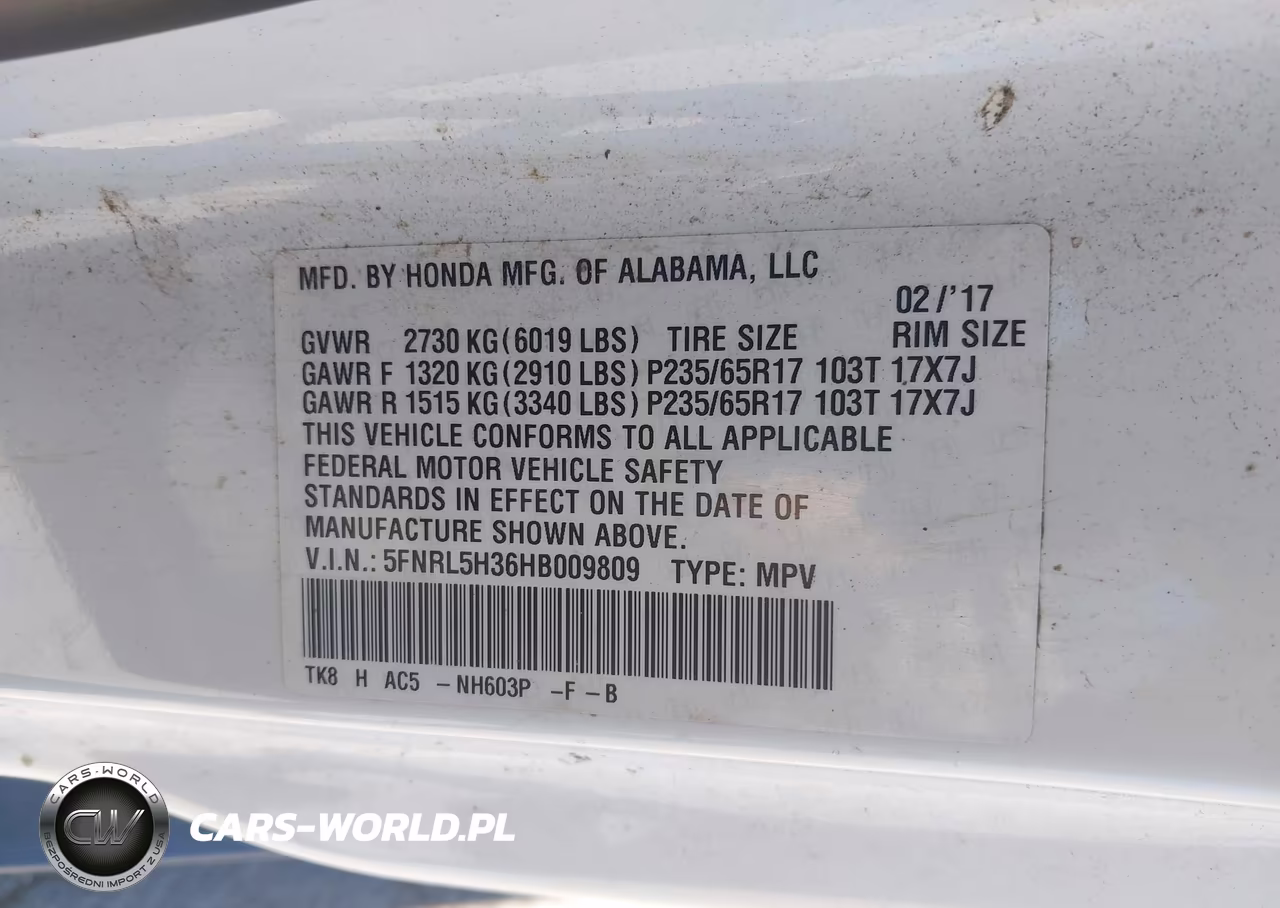 2017 Honda Odyssey Se VIN:5FNRL5H36HB009809 - 9