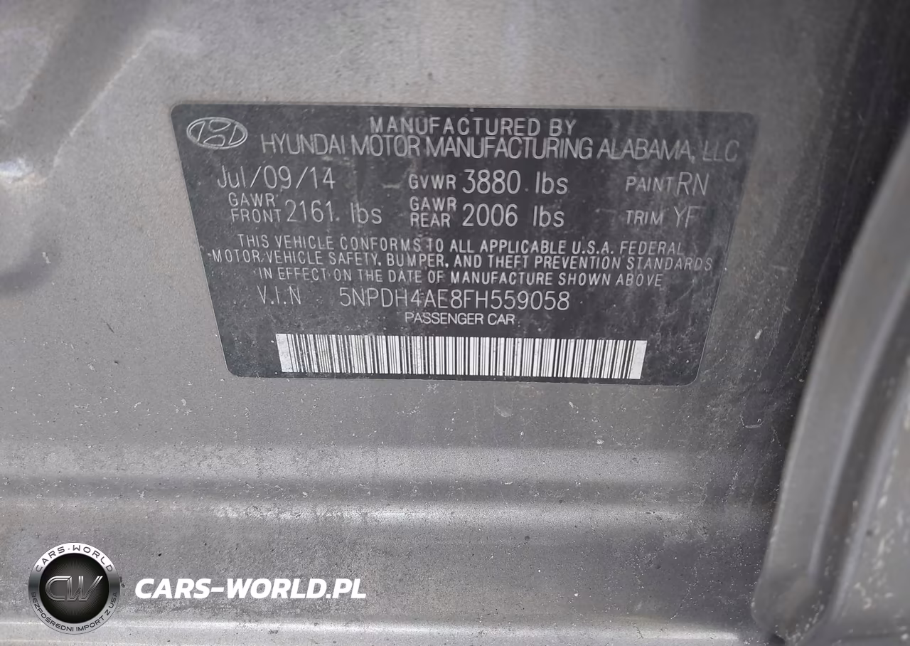 2015 Hyundai Elantra Se VIN:5NPDH4AE8FH559058 - 9