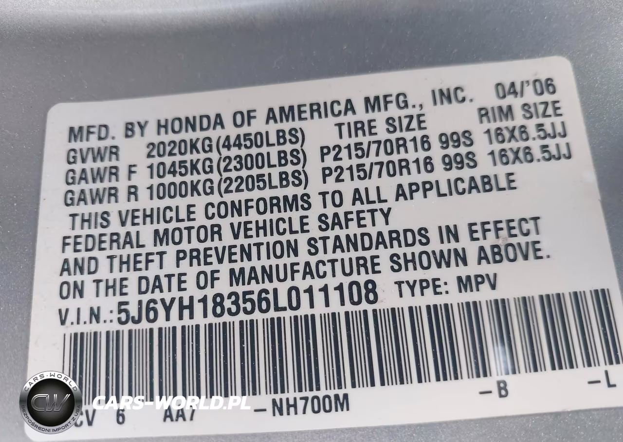 2006 Honda Element Lx VIN:5J6YH18356L011108 - 9
