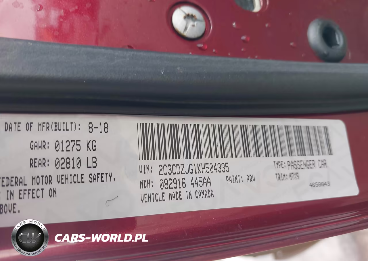 2019 Dodge Challenger Gt VIN:2C3CDZJG1KH504335 - 9