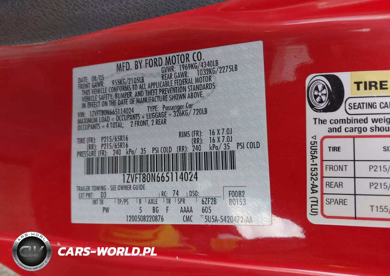 2006 Ford Mustang V6 VIN:1ZVFT80N665114024 - 9