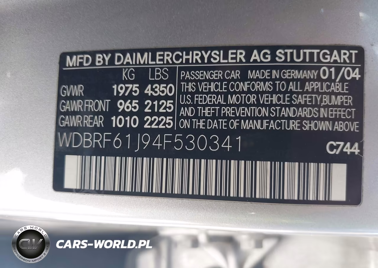 2004 Mercedes-Benz C 240 VIN:WDBRF61J94F530341 - 9