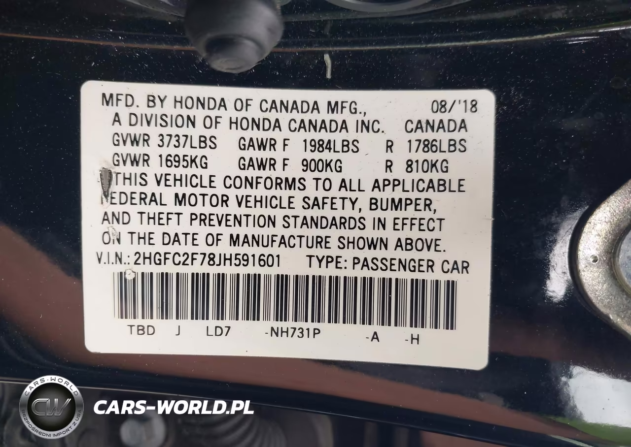 2018 Honda Civic Ex VIN:2HGFC2F78JH591601 - 9